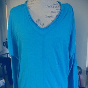 Blue Cold Shoulder Top